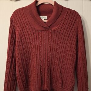 Cable Knit Pullover Sailor Collar 100% Cotton